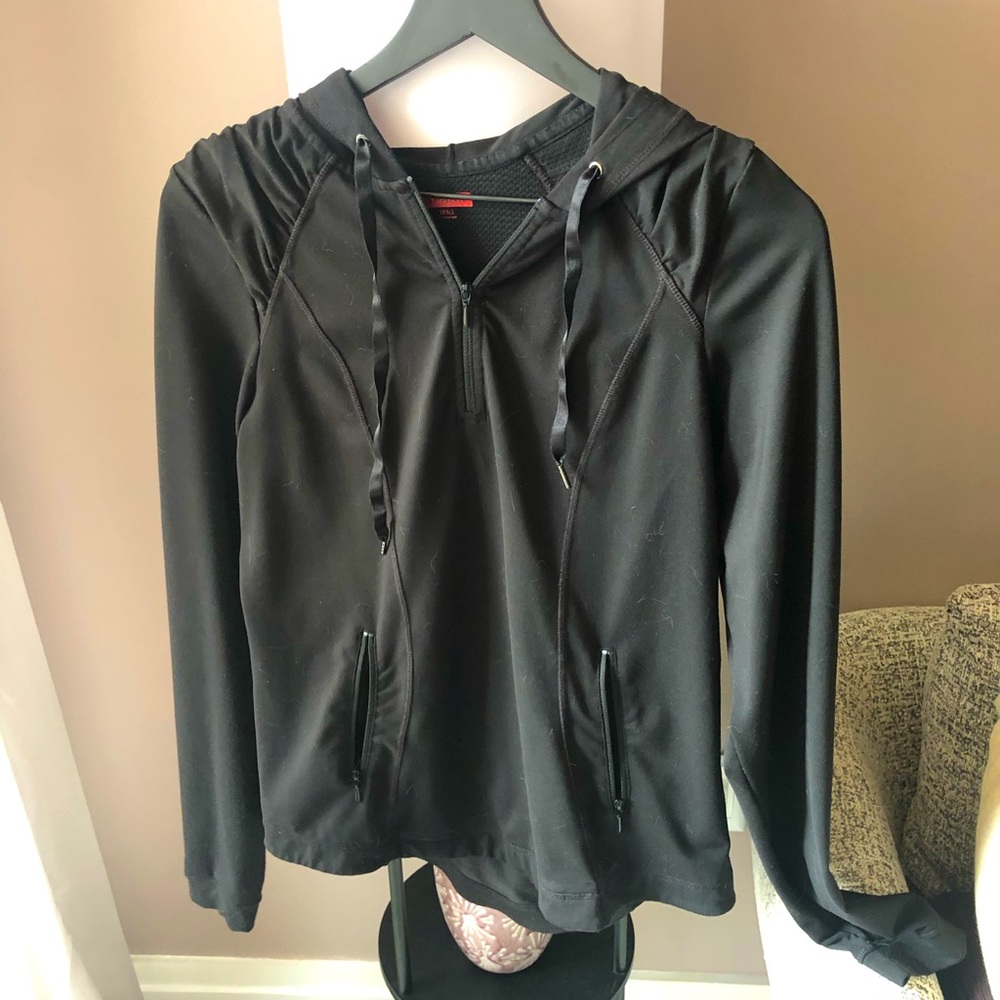 Spanx black hooded pullover